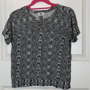 Old Navy Black White Print Top XS